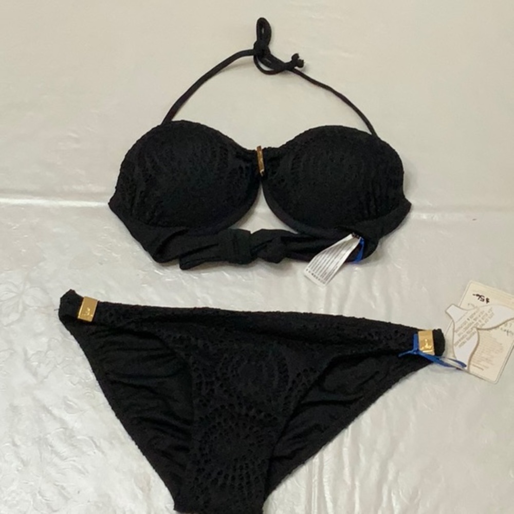 Lisa Blue Bikini RITES OF SPRING mesh crochet - Black (#13)